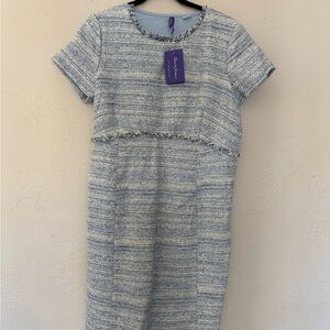 Seraphine Maternity Light Blue Tweed Midi Dress